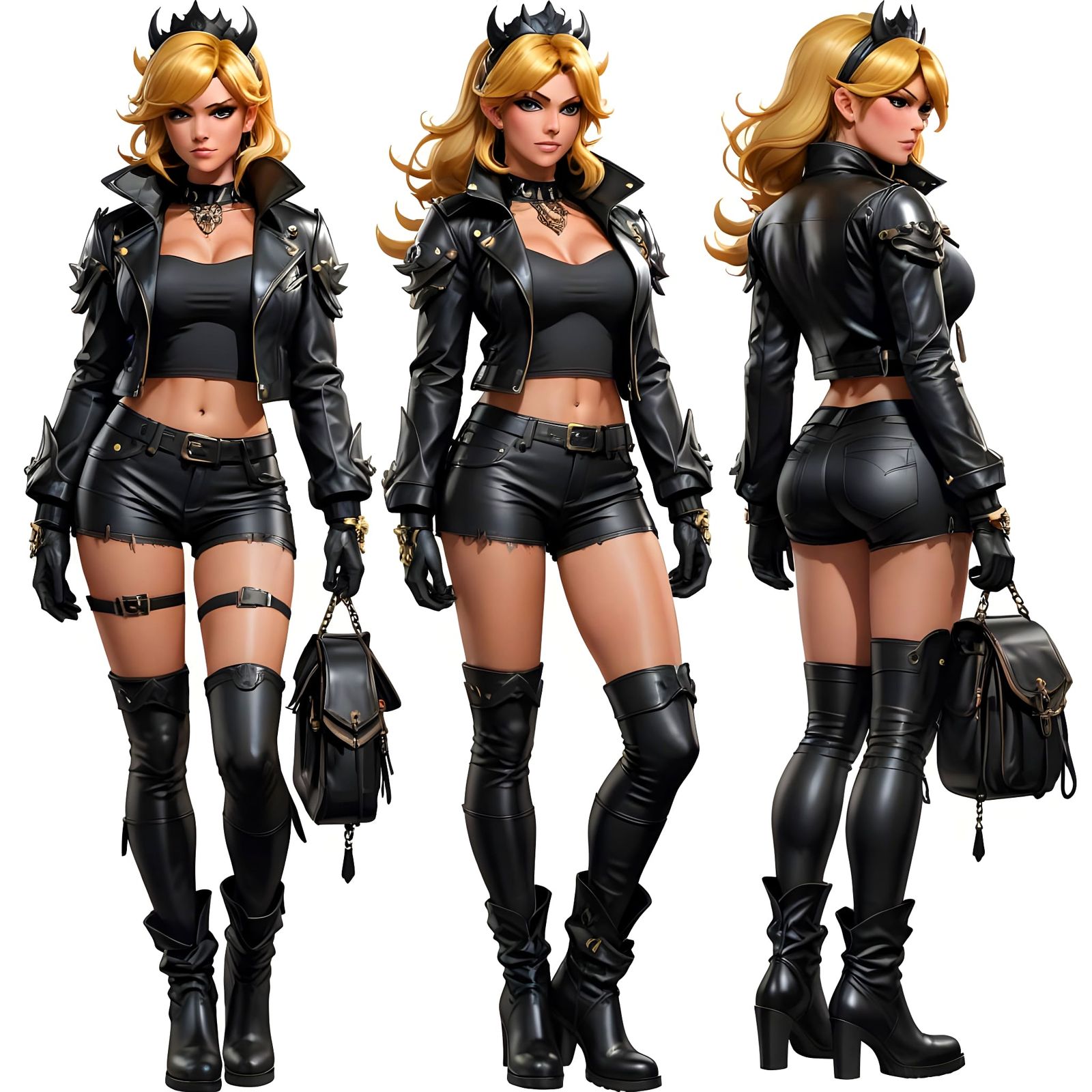 Elegant Bowsette Portrait in Cyberpunk Style