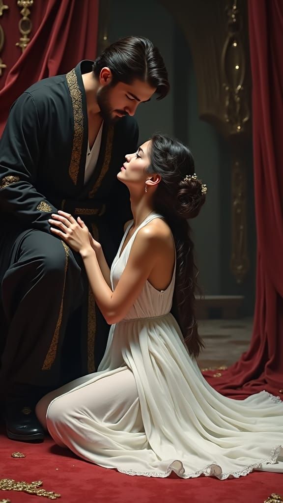 Mentor Guides Apprentice on Mountain Path: Matte Painting