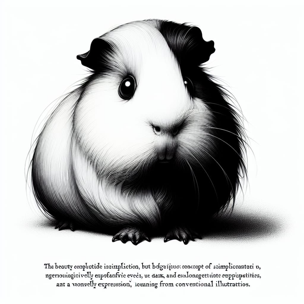 Surreal Guinea Pig Drawing in Monochromatic Style