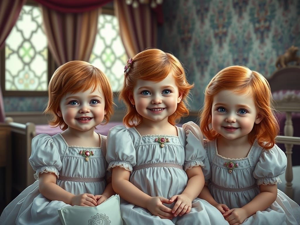 Three Toddler Sisters in 1813 Nursery