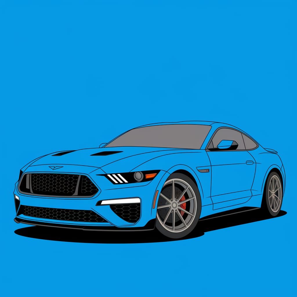 Abstract Blue Car in Ultraminimalist Style