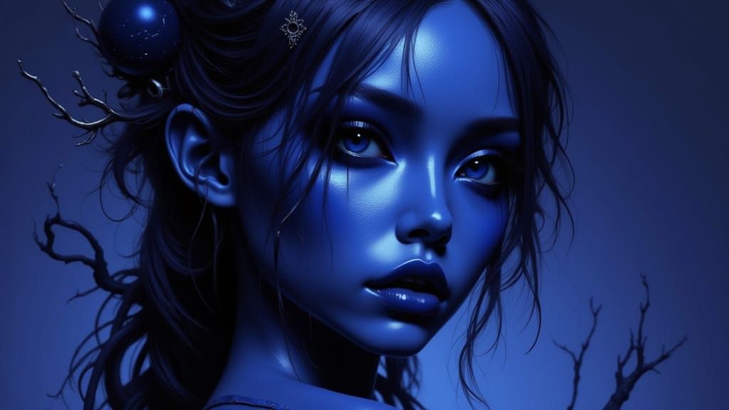 Concept Art Portrait of Blue Velvet with Dynamic Lighting
