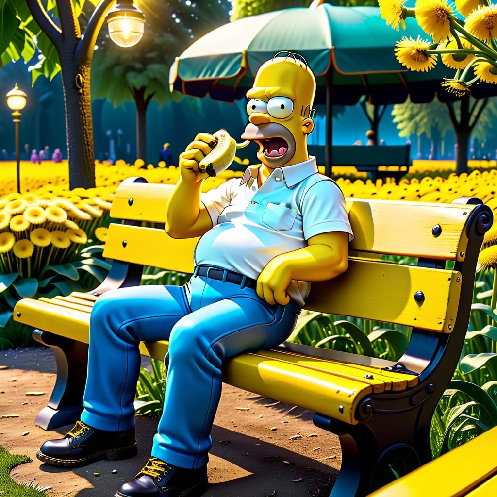 Homer Simpson's Dandelion Park Banana Break