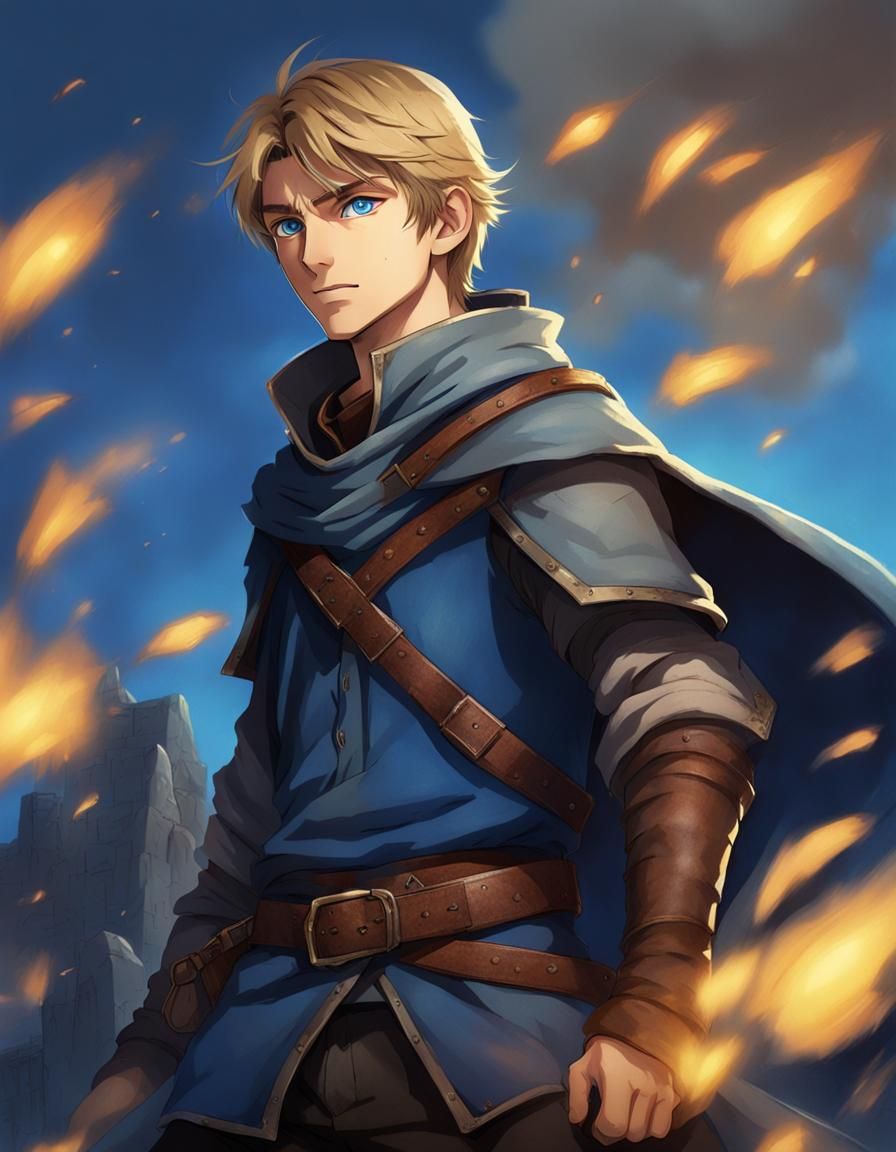 Anime Style Portrait of a Medieval Adventurer Boy