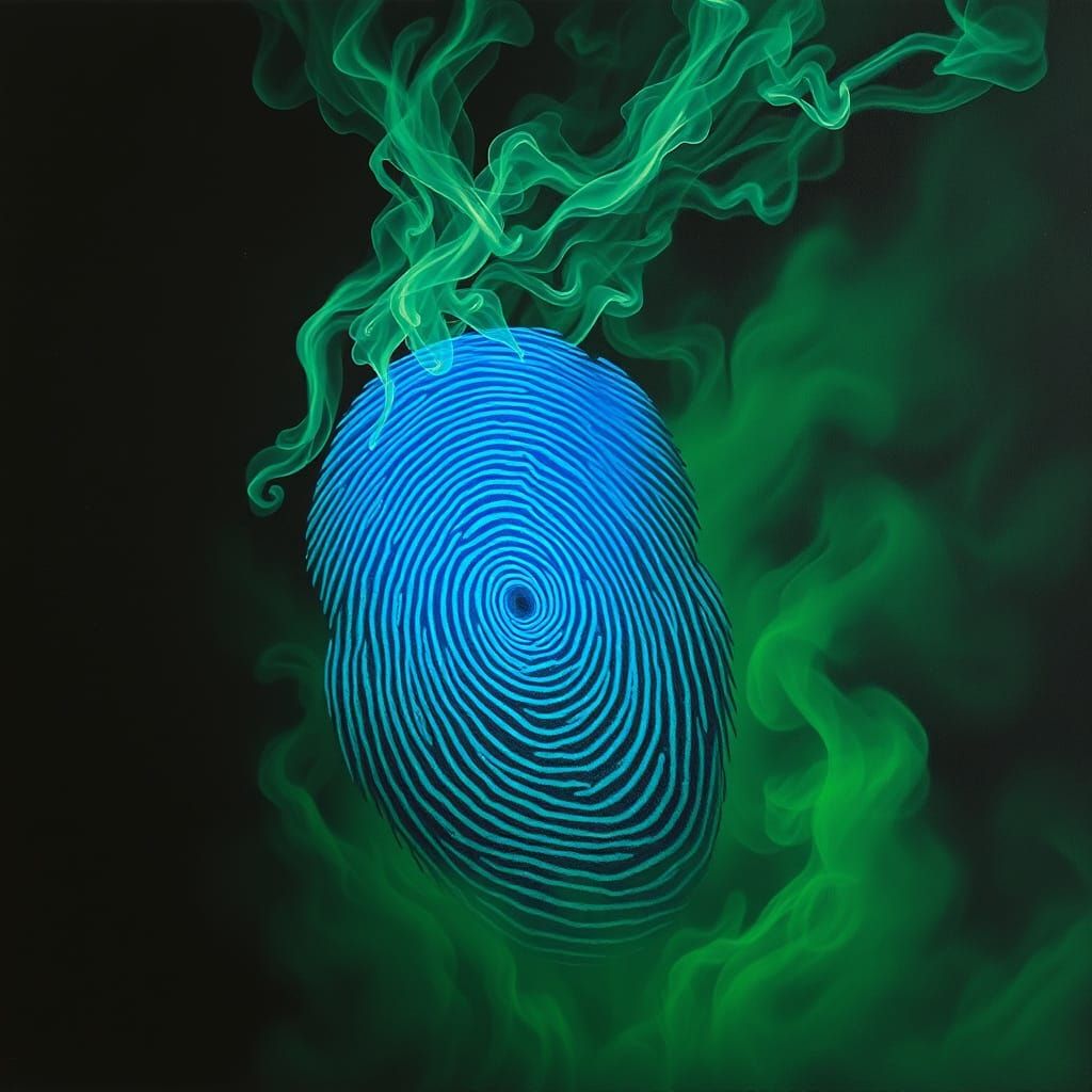 Surrealist Fingerprint Morphing Into Ethereal Smoke