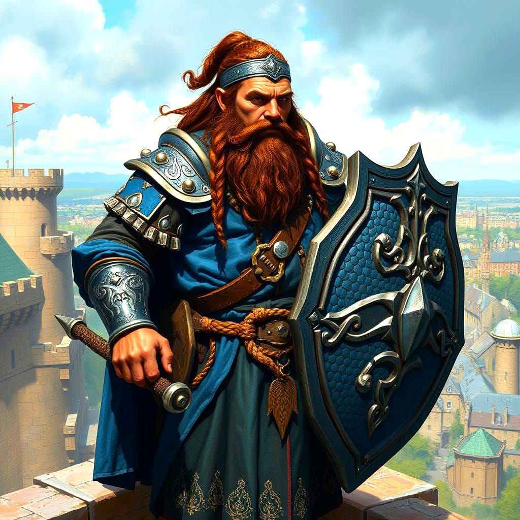 Dwarf Warrior Priest with Dragon Scale Shield