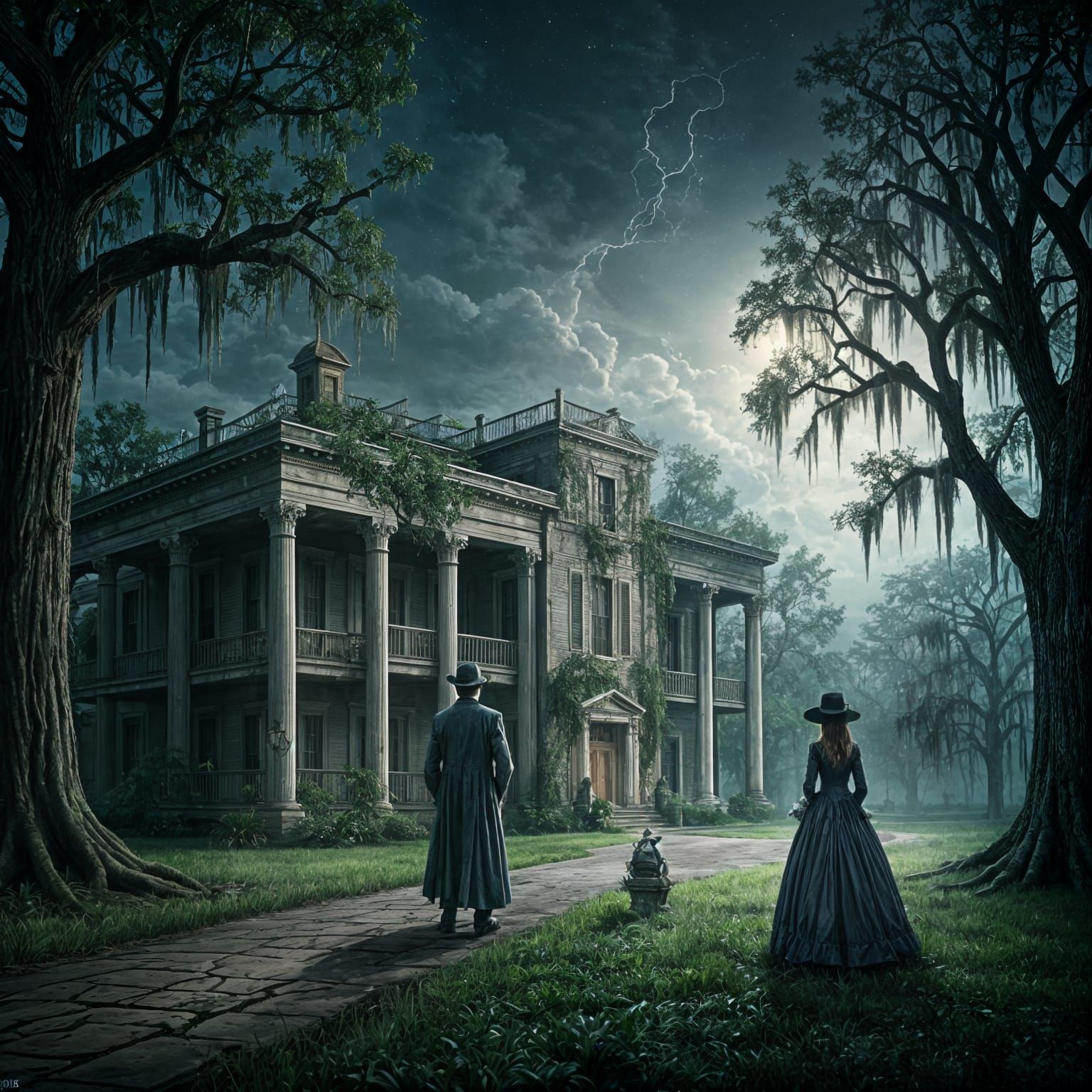 Stormy Night at Haunted Southern Plantation