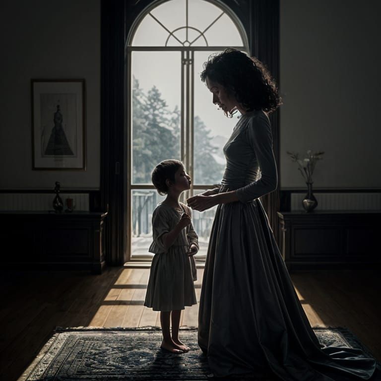 Solitary Silhouette in Dual-Lit Interior