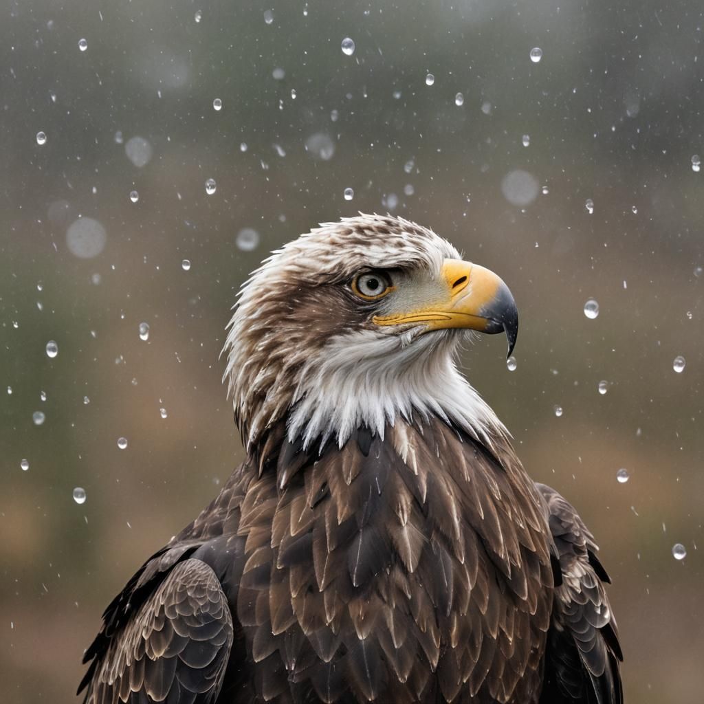 Detailed Eagle Portrait with Droplets