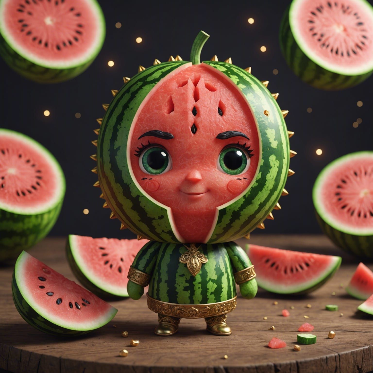 Chibi Watermelon with Palestinian Symbol