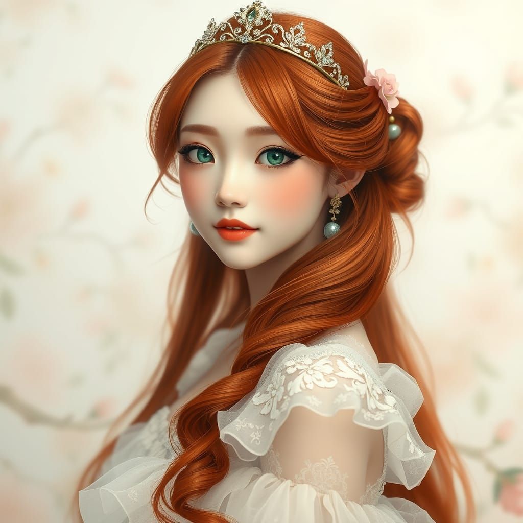 Ethereal Japanese Princess in Whimsical, Hyperrealistic Port...