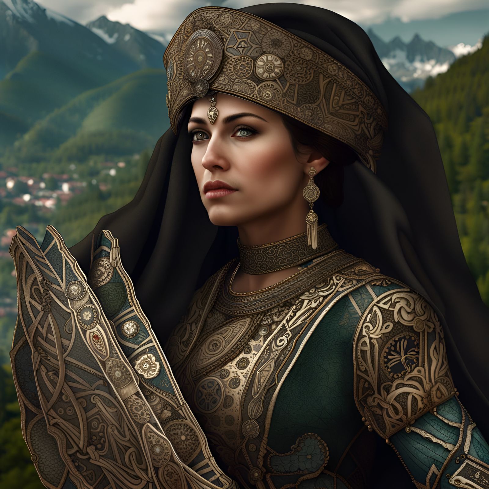 Lady Apsua of Abkhazia: Futuristic Digital Art
