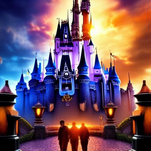 Disney Castle Destroyed: Steampunk Marvel Comics Poster