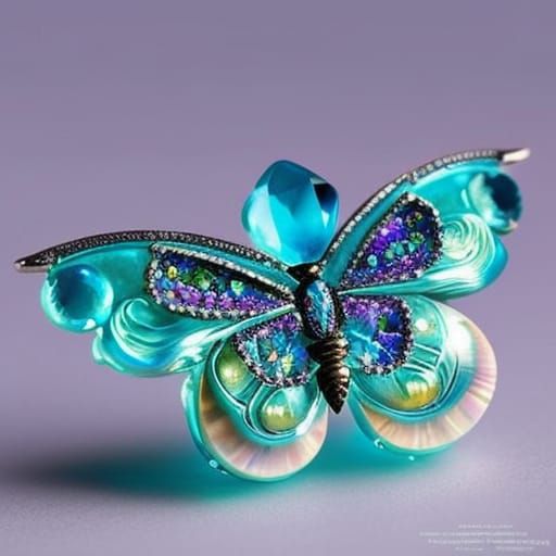 Aquamarine Gemstone Butterfly Bobblehead in Astral Style