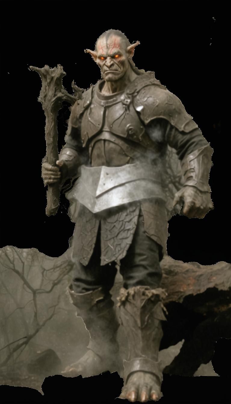 Menacing Orc Warrior in Misty Forest