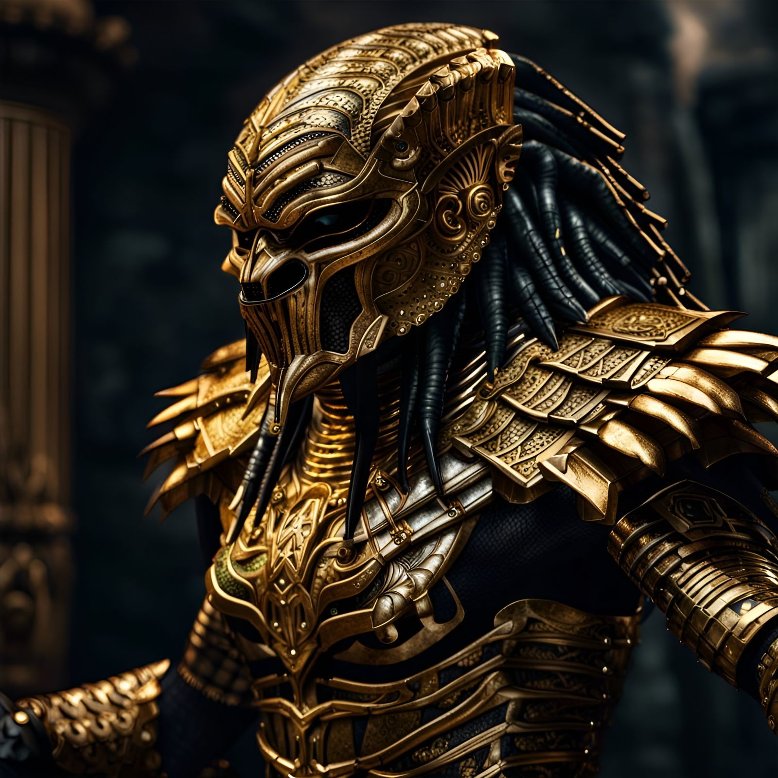 Majestic Predator in Egyptian Armor, Detailed Portrait