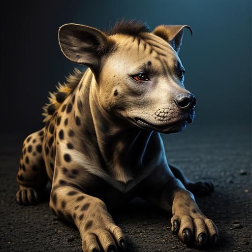Amstaff Hyena Hybrid Horror Creature