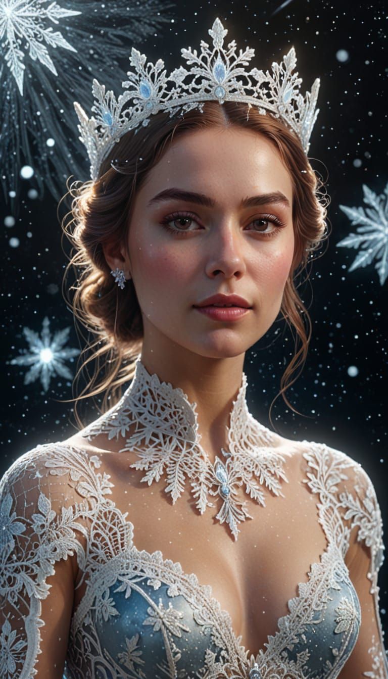 Elegant Queen in Frosty Cosmic Realm
