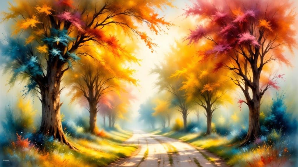 Impressionist Summer Landscape with Dreamy Bokeh