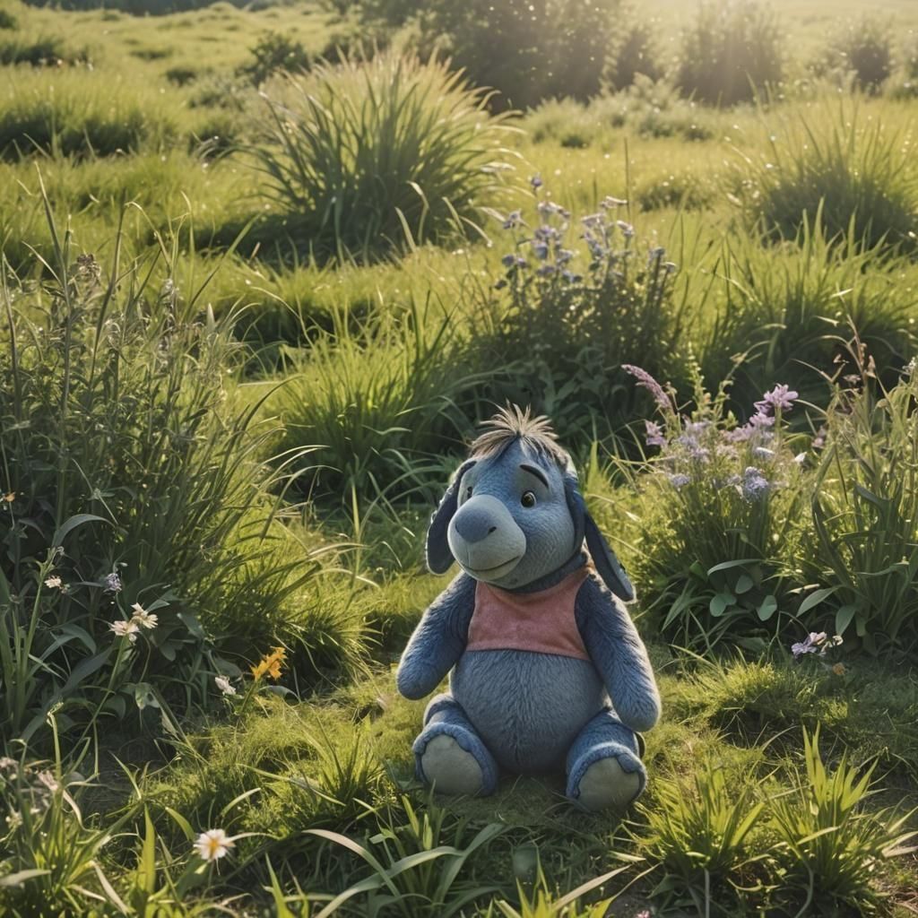 Eeyore in Grass: Winnie the Pooh Scene