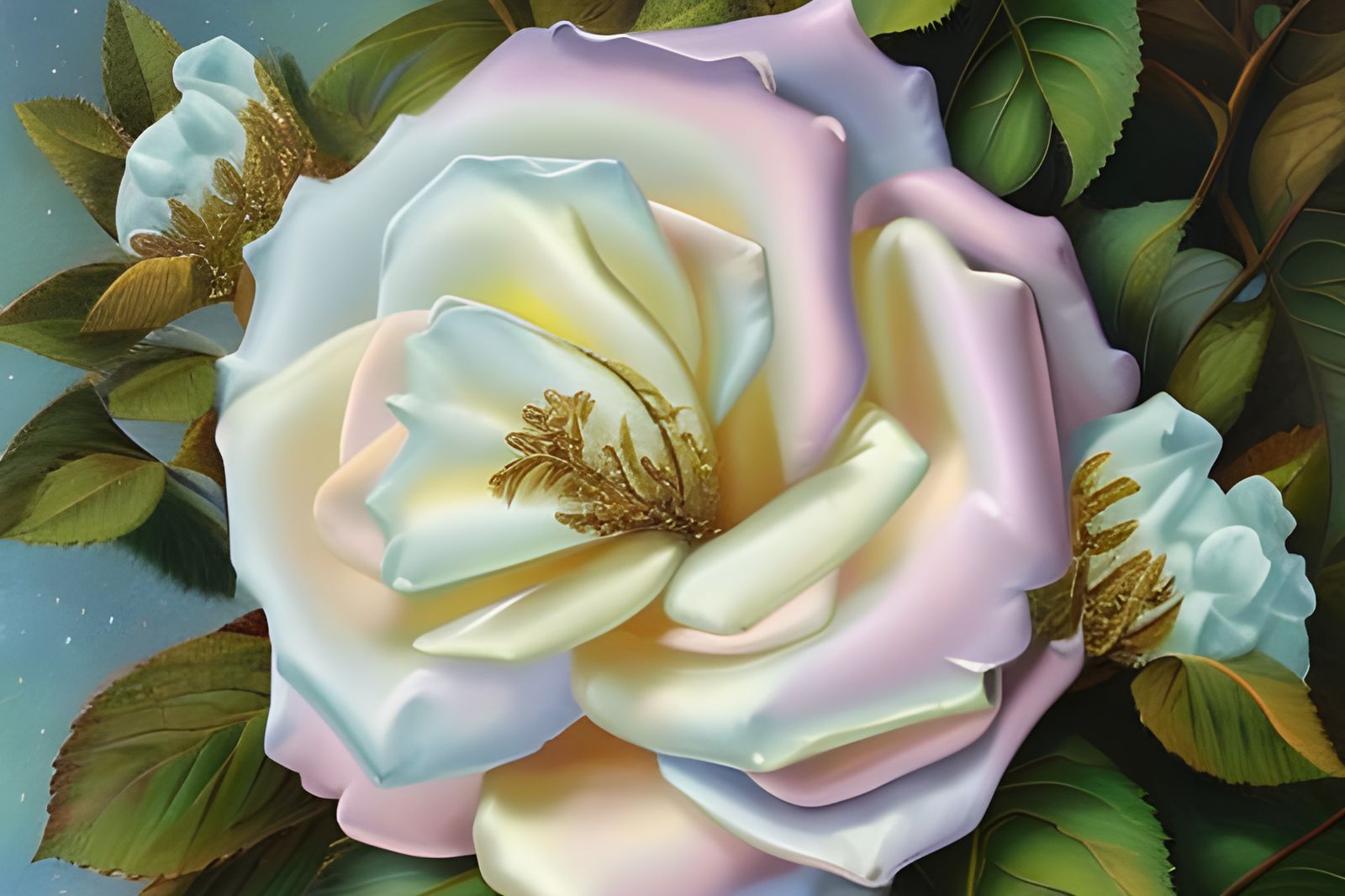 Magnificent Rose: Impressionistic Acrylic Art with 3D Shadin...