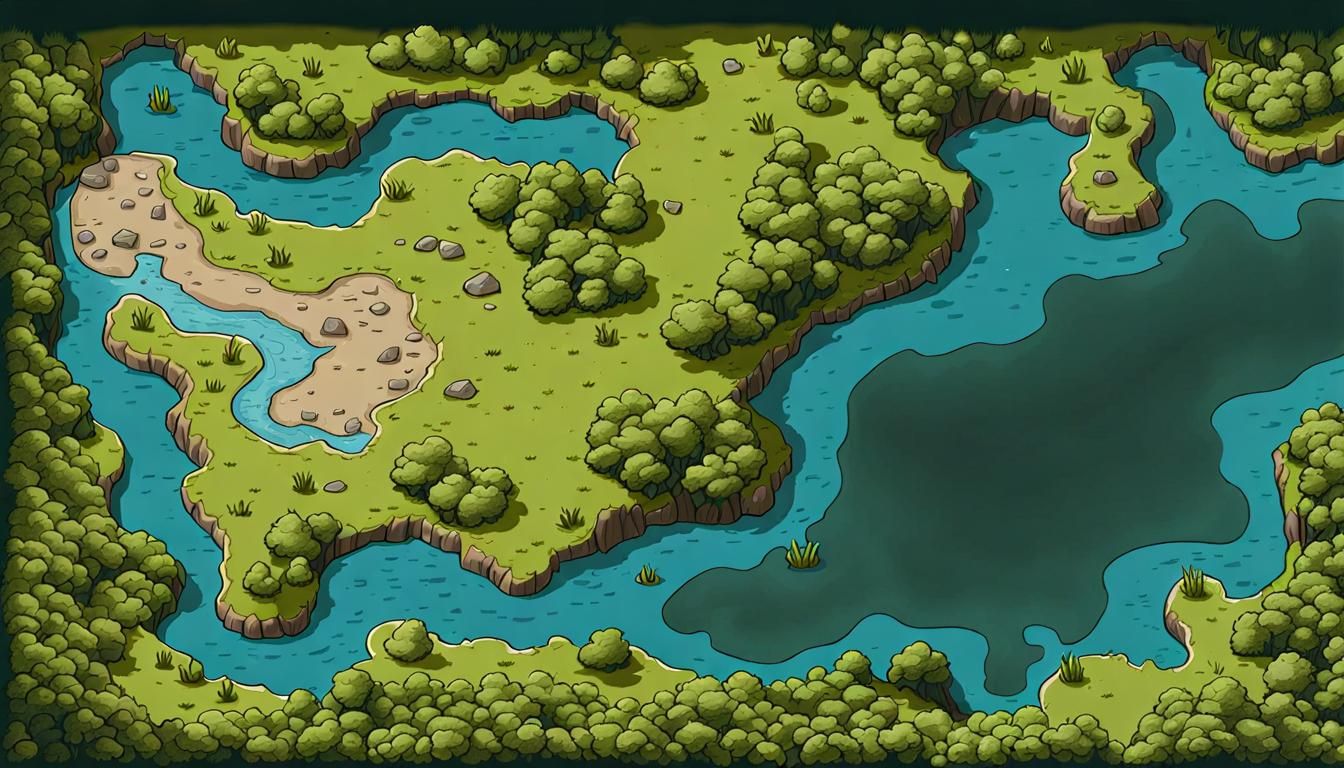 Detailed RPG Map of Swamp Path (Top View)