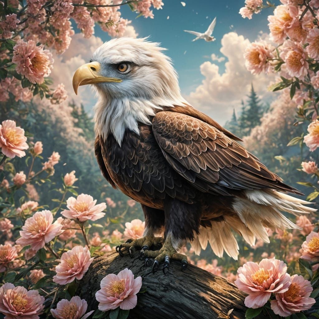 Neon Eagle in Cosmic Flight