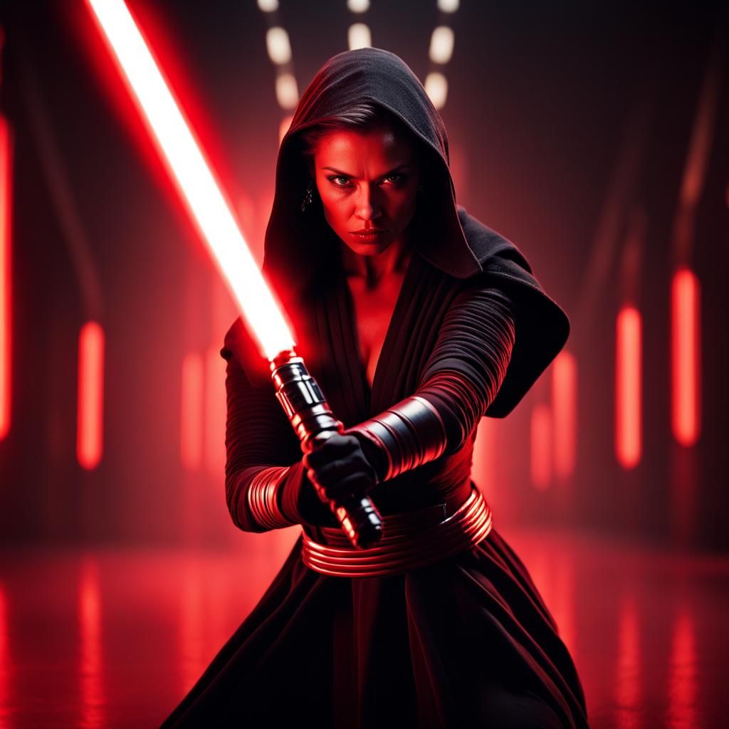 Fierce Sith Woman with Lightsaber in Digital Art