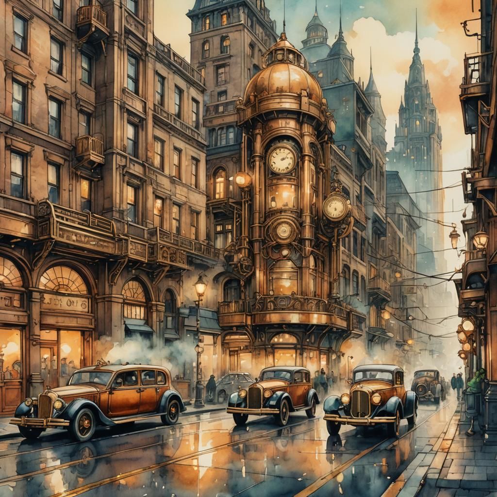 Steampunk and Art Deco building