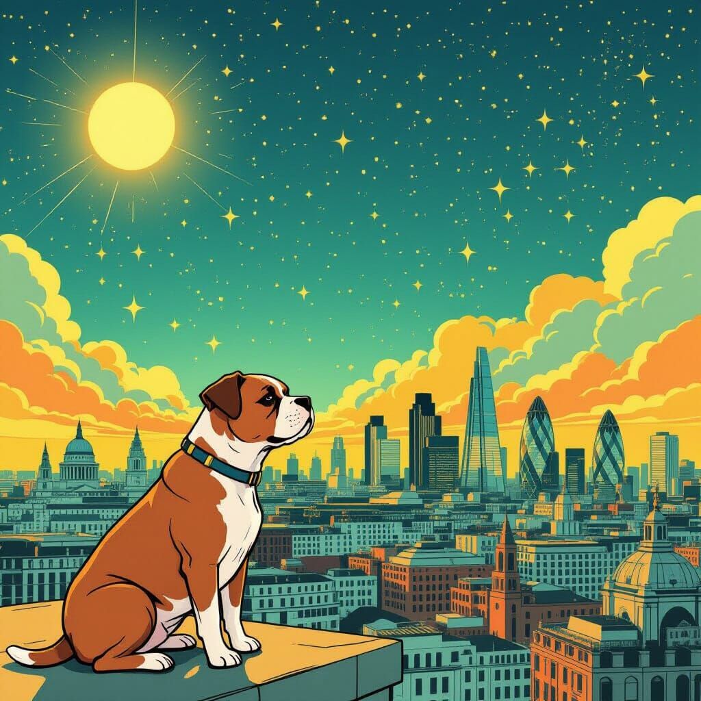 Bulldog Over London in Bronze Age Comic Style