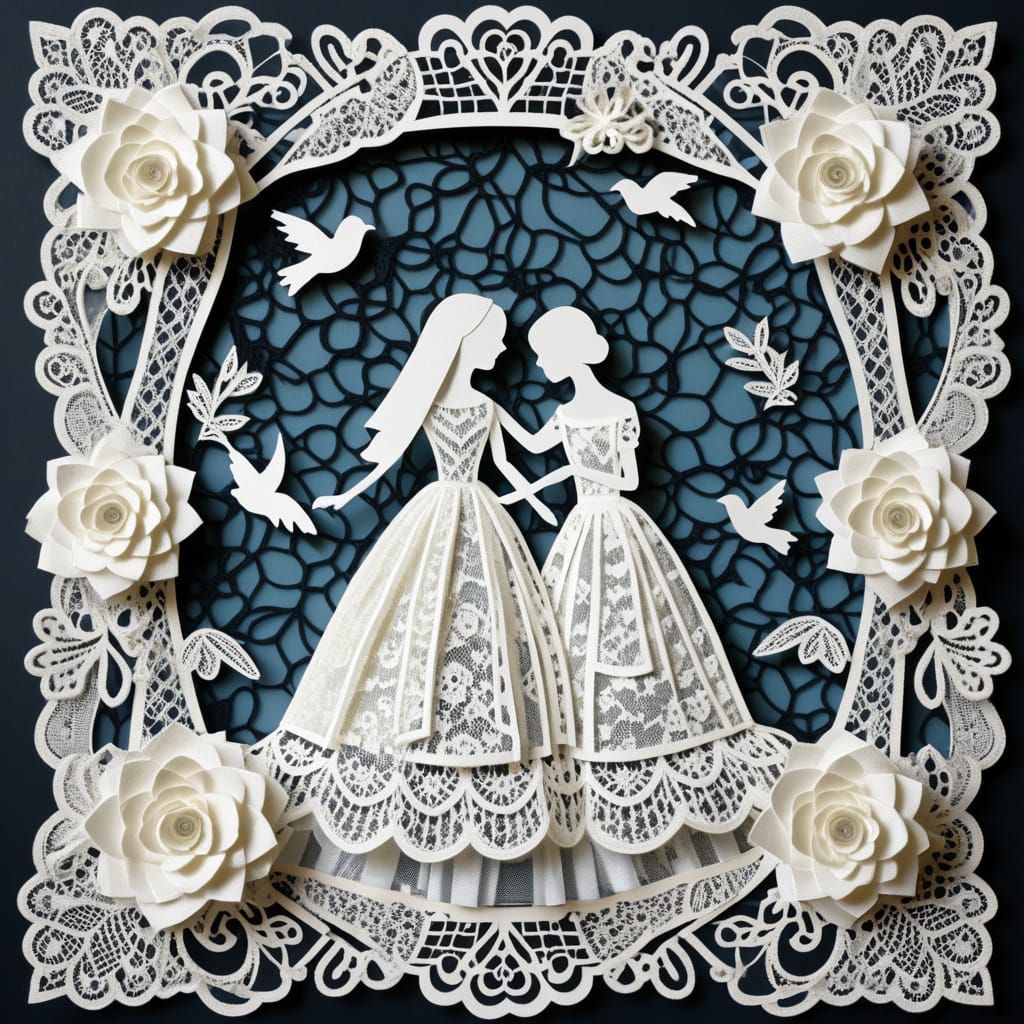 Ghostly 3D Wedding Lace Collage Art