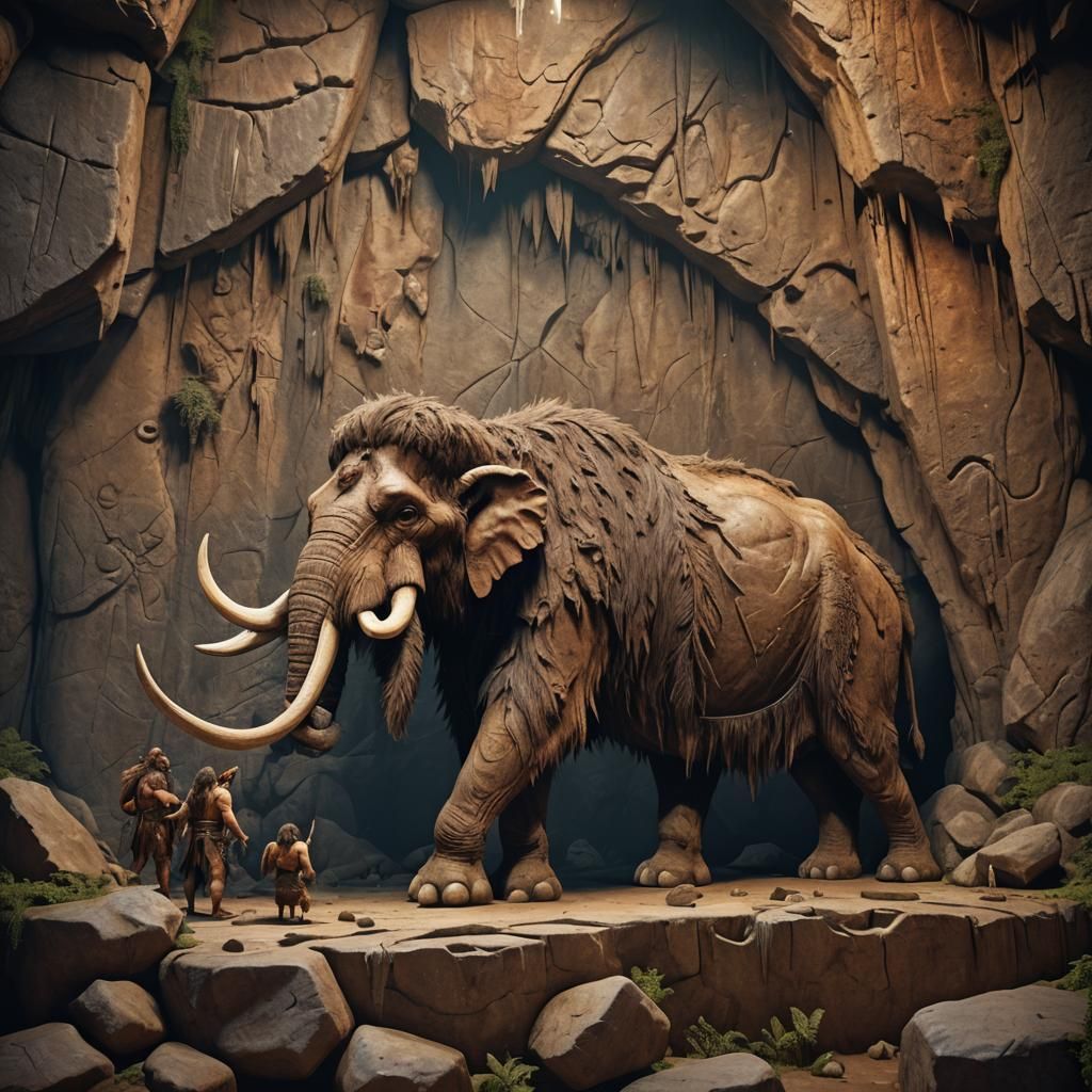Prehistoric Cave Painting of a Mammoth