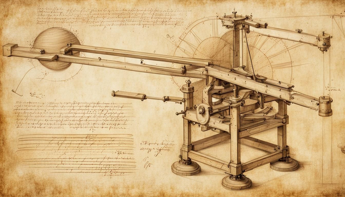 Intricate Flaying Machine Sketch in Da Vinci Style