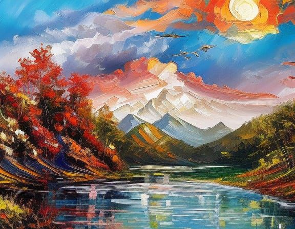 Brasov City Scenery in Oil Painting Style