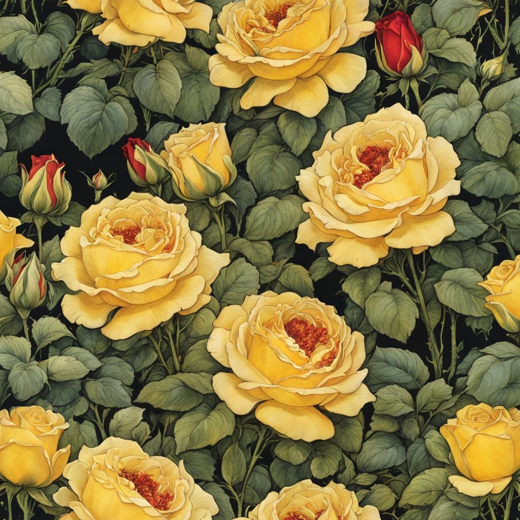 Whimsical Floral Garden in Vibrant Colors