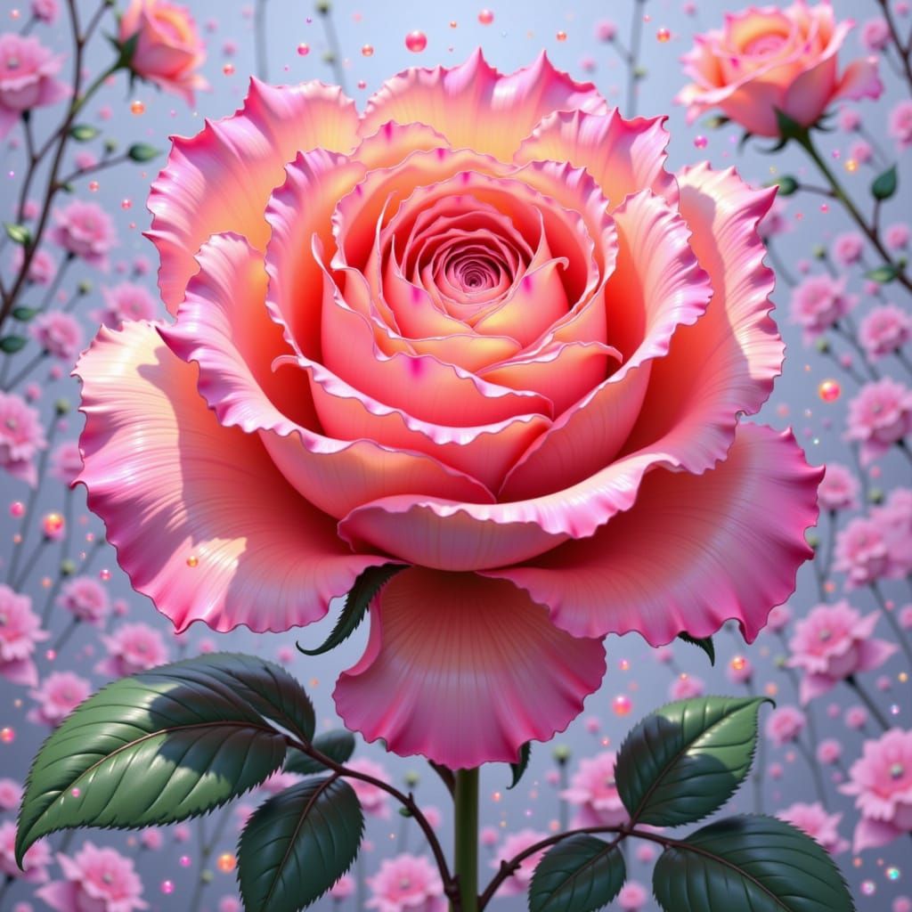 Vibrant Rose in Bloom with Neon Brights