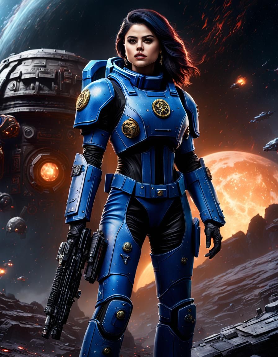 Selena Gomez as Warhammer 40k Space Marine