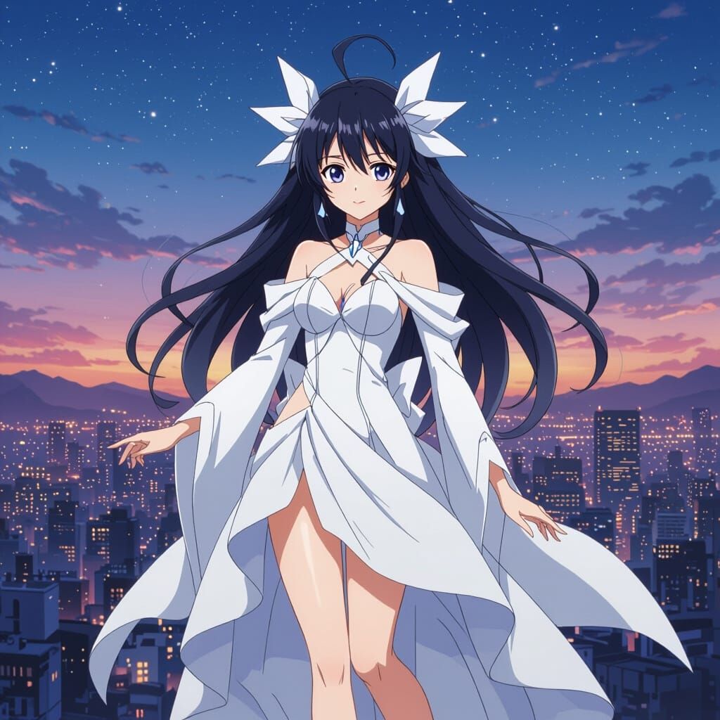 Origami Tobiichi in Astral Dress: Vibrant Anime Art