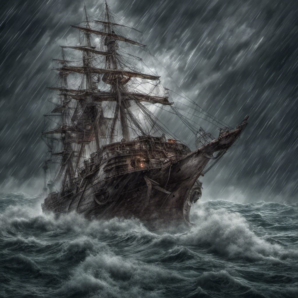 Giant Octopus Attacks Ship in Stormy Sea