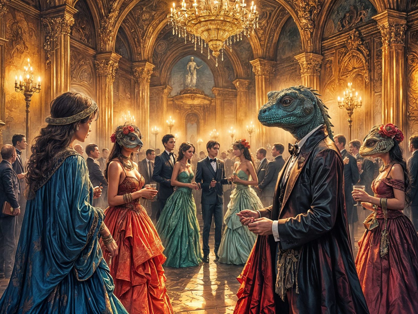 Masquerade Ball at Iguana Queen's Palace in Dramatic Ink Sty...