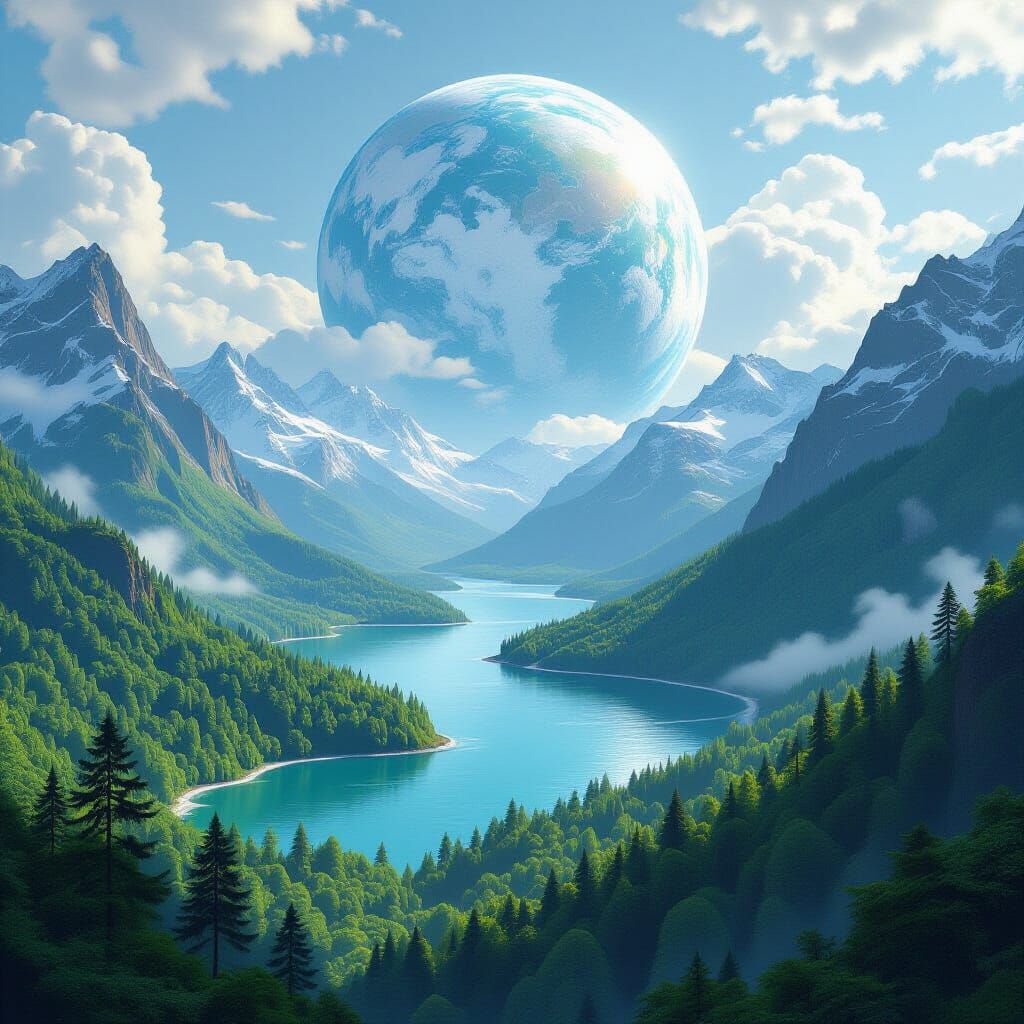 Lush Earth Planet in Science Fiction Style