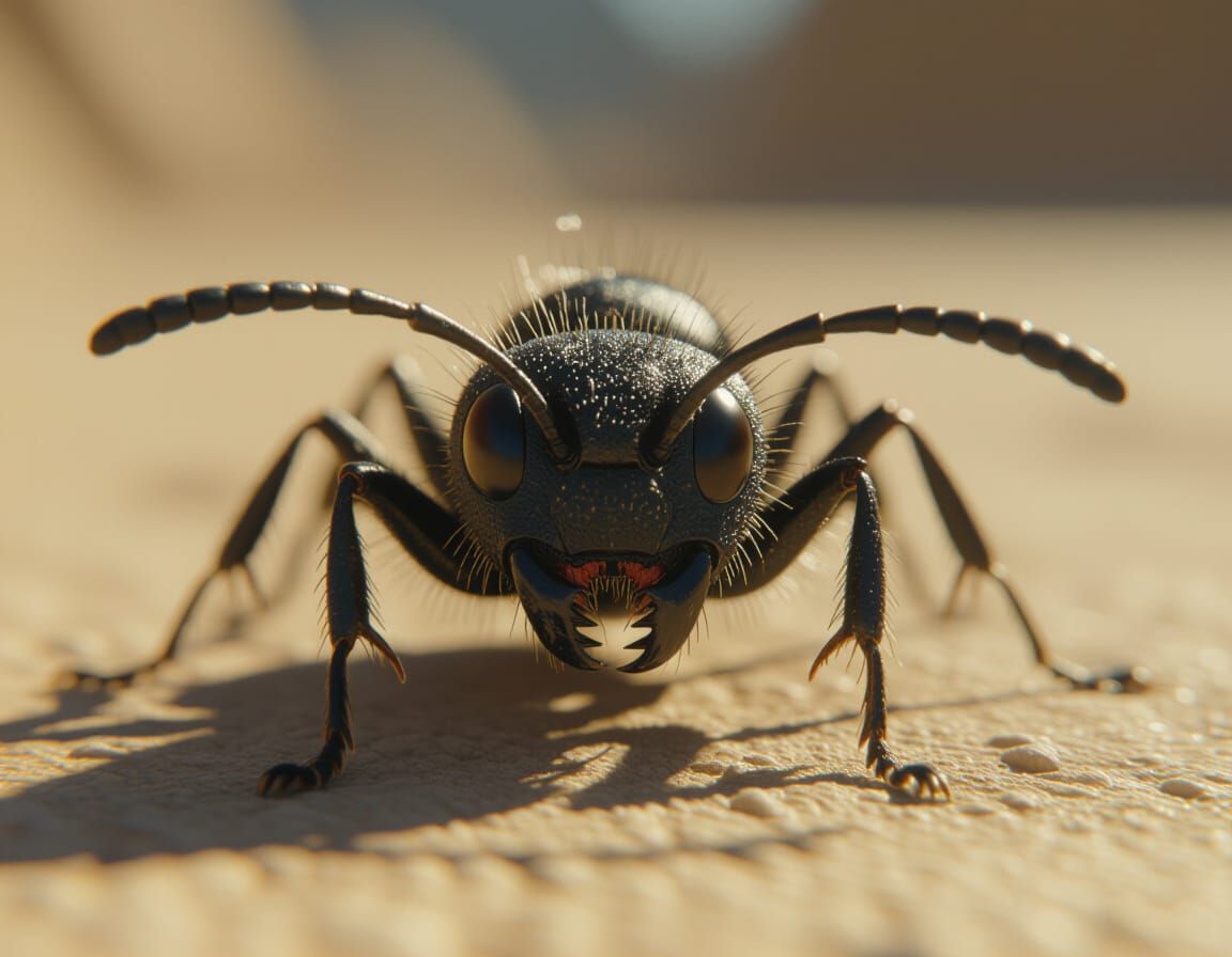 Ant's Eye Close-Up in Cinematic Style