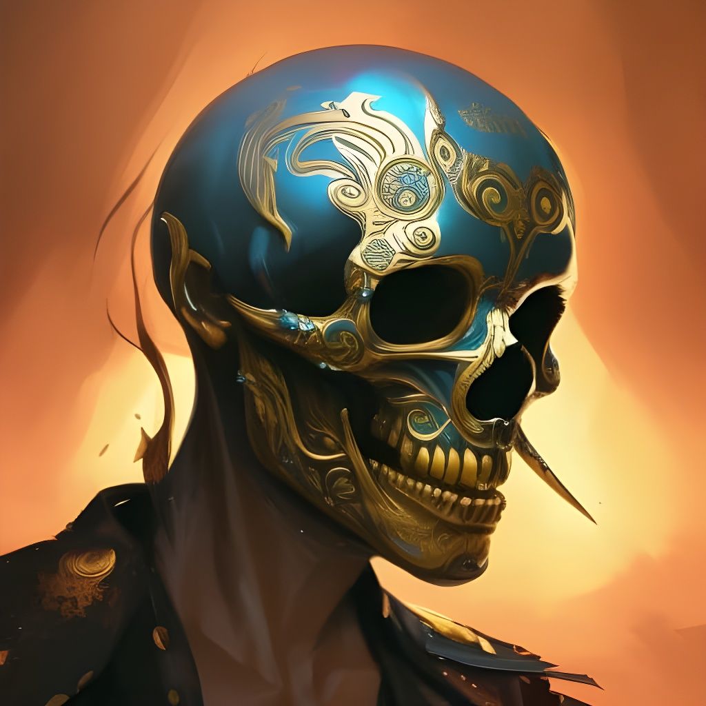 Golden Skull Ghost Warrior Portrait in Hyperdetailed Style