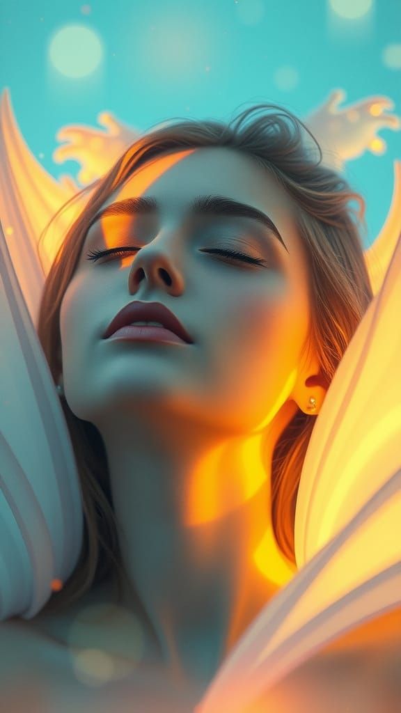 Serene Woman in Ethereal Dreamscape