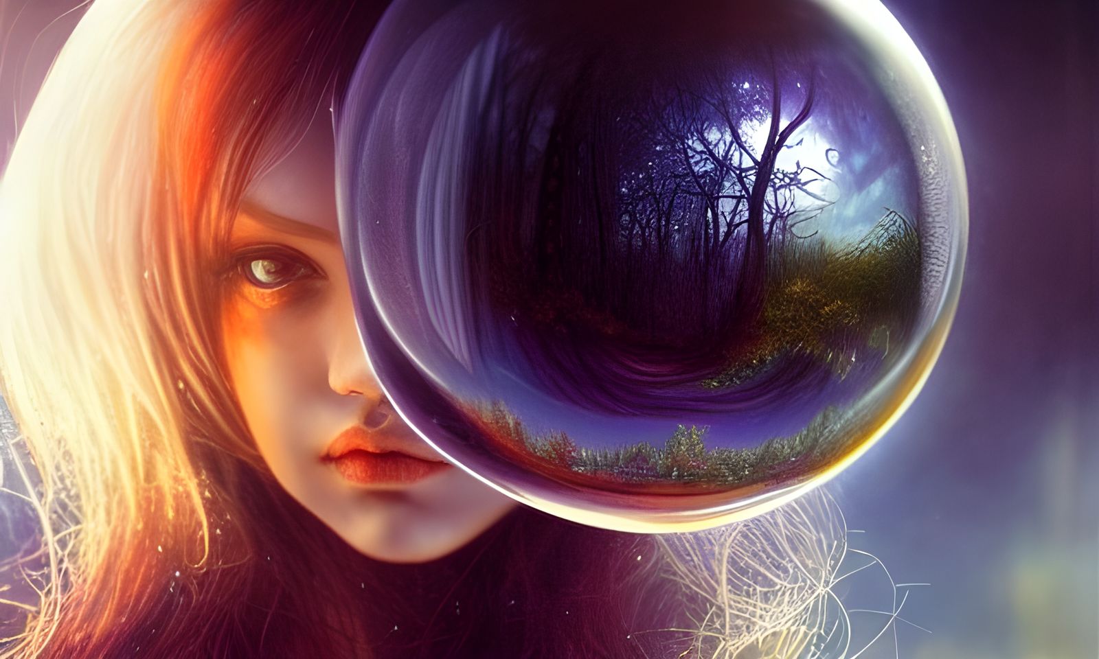 Tiny World in Crystal Ball: Detailed Fantasy Art