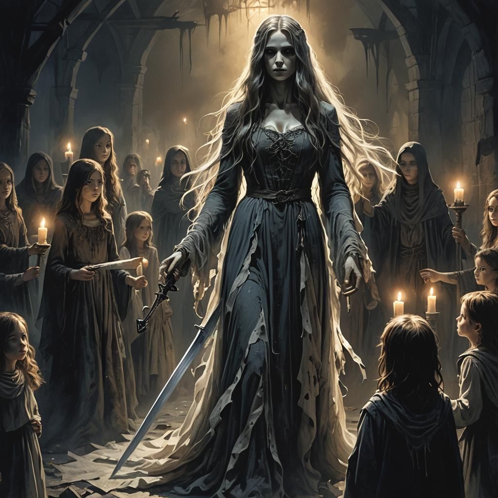 Eerie Ghostly Figure in Dark Fantasy Illustration