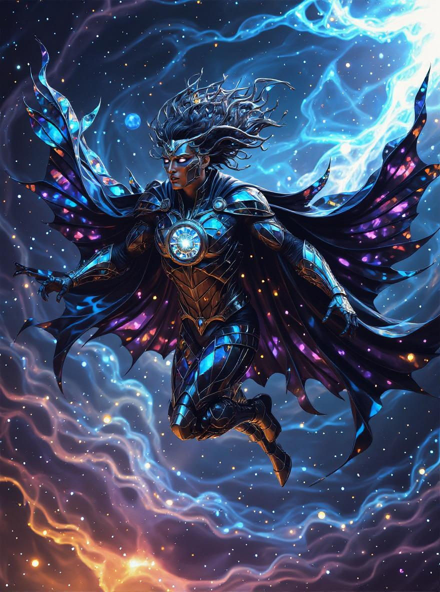 Stained Glass Superhero in Multiversal Vortex