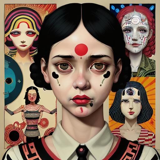 Colorful Girls in Mixed Media Poster Art