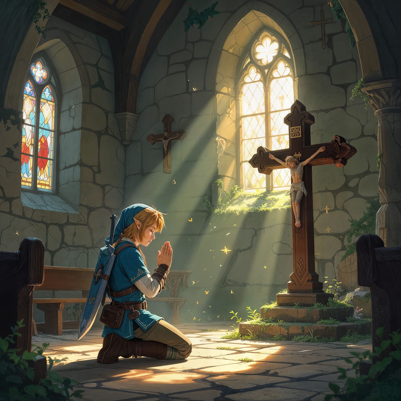Link Prays for Strength in Ancient Village Church