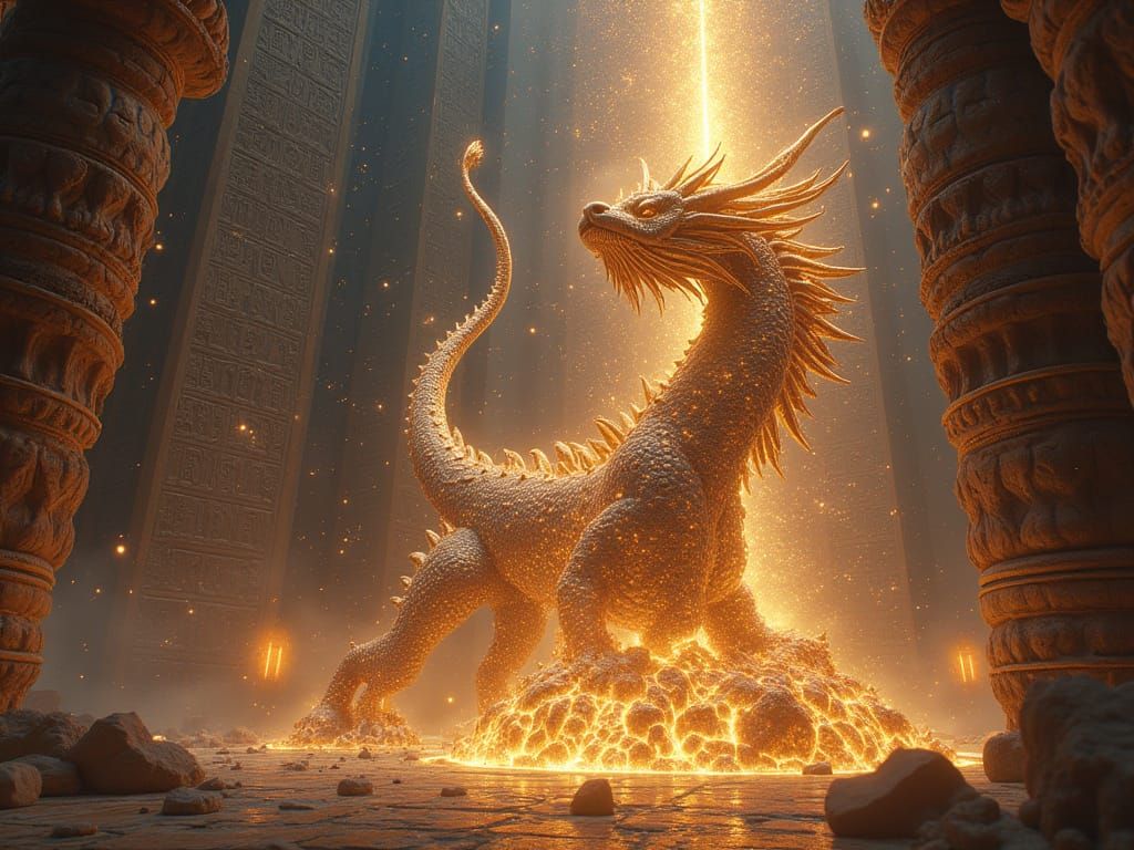 Hyperrealistic Ancient Cosmic Temple with Multidimensional D...